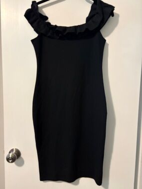 Zara Black One-Shoulder Ruffle Bodycon Dress